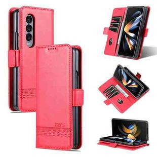 For Samsung Galaxy Z Fold4 AZNS Magnetic Calf Texture Horizontal Flip Leather Phone Case(Red)