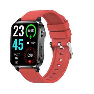 F100 1.7 inch HD Square Screen TPU Strap Smart Watch Supports Body Temperature Monitoring/Blood Oxygen Monitoring(Red)