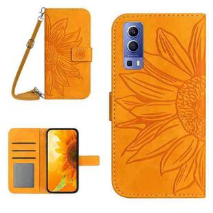 For vivo Y72 5G/iQOO Z3/Y52 5G/Y53S Skin Feel Sun Flower Pattern Flip Leather Phone Case with Lanyard(Yellow)