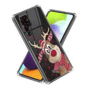For Samsung Galaxy S22 Ultra 5G Christmas Patterned Clear TPU Phone Cover Case(Funny Elk)