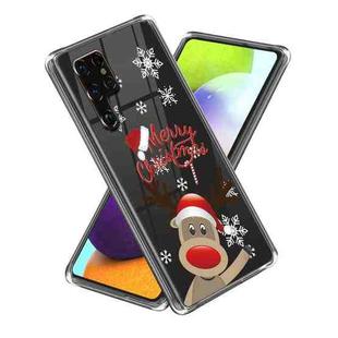 For Samsung Galaxy S22 Ultra 5G Christmas Patterned Clear TPU Phone Cover Case(Cute Elk)