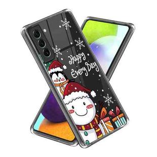 For Samsung Galaxy S21 FE 5G Christmas Patterned Clear TPU Phone Cover Case(Penguin Yeti)