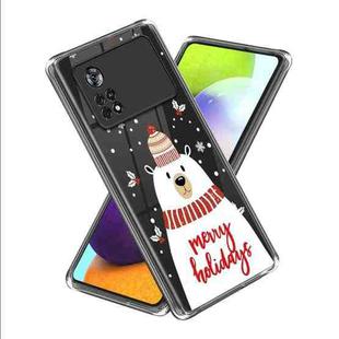 For Xiaomi Poco X4 Pro 5G Christmas Patterned Clear TPU Phone Cover Case(White Bear)