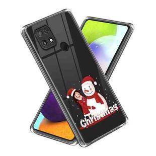 For Xiaomi Poco C40 Christmas Patterned Clear TPU Phone Cover Case(Red Hat Yeti)