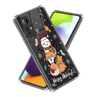 For Xiaomi 12 Lite Christmas Patterned Clear TPU Phone Cover Case(Elk Puppy)