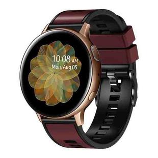 For Samsung Galaxy Watch 5 40mm / 44mm Plain Weave Two-color Silicone Watch Band(Wine Red Black)