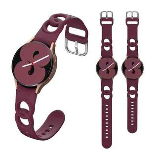 For Samsung Galaxy Watch 5 40mm / 44mm Hollowed Double Loop Silicone Watch Band(Wine Red)
