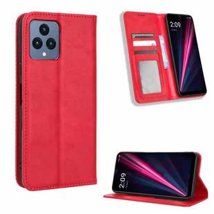 For T-Mobile Revvl 6 5G Magnetic Buckle Retro Texture Leather Phone Case(Red)