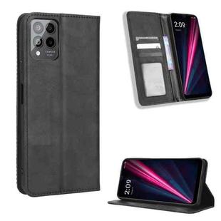 For T-Mobile REVVL 6 Pro 5G Magnetic Buckle Retro Texture Leather Phone Case(Black)