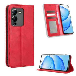 For vivo V25 Pro / S15 Pro Magnetic Buckle Retro Texture Leather Phone Case(Red)