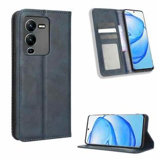 For vivo V25 Pro / S15 Pro Magnetic Buckle Retro Texture Leather Phone Case(Blue)