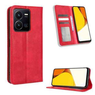 For vivo Y35 4G / Y22s 4G / Y22 4G 2022 Magnetic Buckle Retro Texture Leather Phone Case(Red)