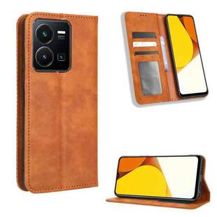 For vivo Y35 4G / Y22s 4G / Y22 4G 2022 Magnetic Buckle Retro Texture Leather Phone Case(Brown)