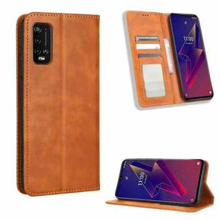 For Wiko Power U20 / U10 Magnetic Buckle Retro Texture Leather Phone Case(Brown)