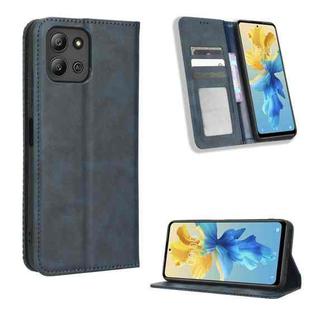 For Infinix Hot 11 2022 X675 Magnetic Buckle Retro Texture Leather Phone Case(Blue)