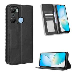 For Infinix Hot 12 Pro X668C Magnetic Buckle Retro Texture Leather Phone Case(Black)