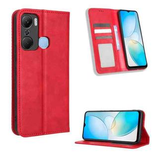 For Infinix Hot 12 Pro X668C Magnetic Buckle Retro Texture Leather Phone Case(Red)