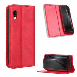 For Cubot Pocket / P50 Magnetic Buckle Retro Texture Leather Phone Case(Red)