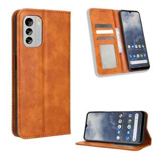 For Nokia G60 5G Magnetic Buckle Retro Texture Leather Phone Case(Brown)