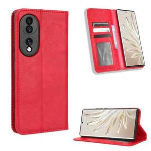 For Honor 70 5G Magnetic Buckle Retro Texture Leather Phone Case(Red)