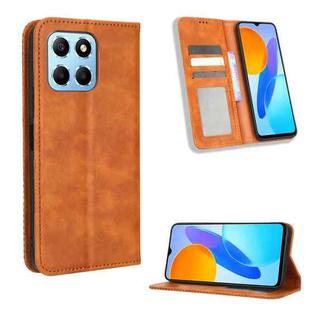 For Honor X8 5G Magnetic Buckle Retro Texture Leather Phone Case(Brown)