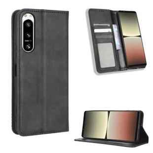 For Sony Xperia 5 IV Magnetic Buckle Retro Texture Leather Phone Case(Black)