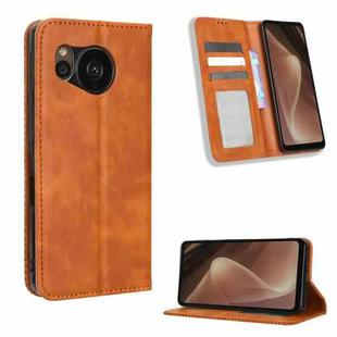For Sharp Aquos Sense7 Plus Magnetic Buckle Retro Texture Leather Phone Case(Brown)