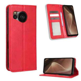 For Sharp Aquos Sense7 Magnetic Buckle Retro Texture Leather Phone Case(Red)