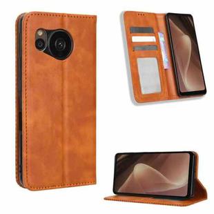 For Sharp Aquos Sense7 Magnetic Buckle Retro Texture Leather Phone Case(Brown)