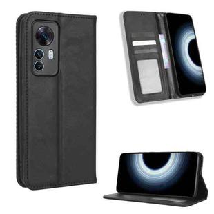 For Xiaomi 12T / Redmi K50 Ultra Magnetic Buckle Retro Texture Leather Phone Case(Black)