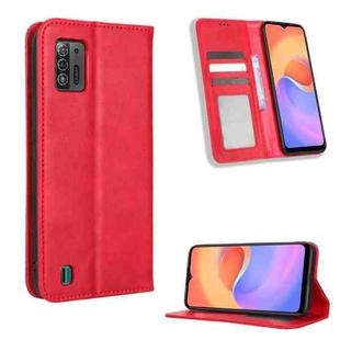 For ZTE Blade A52 Lite Magnetic Buckle Retro Texture Leather Phone Case(Red)