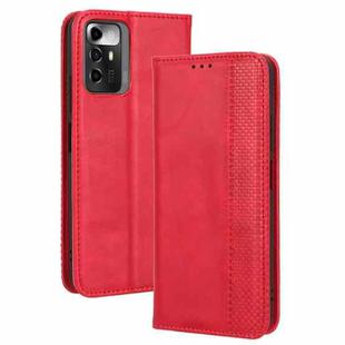 For ZTE Blade A72 5G Magnetic Buckle Retro Texture Leather Phone Case(Red)