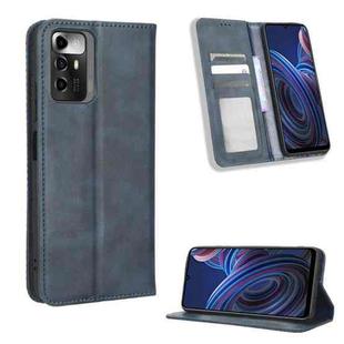 For ZTE Blade A72 5G Magnetic Buckle Retro Texture Leather Phone Case(Blue)