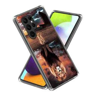 For Samsung Galaxy S23 Ultra 5G Colored Drawing Clear TPU Phone Protective Case(Reflection Lion)