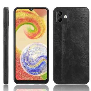 For Samsung Galaxy A04 4G Sewing Cow Pattern Skin PC + PU + TPU Phone Case(Black)