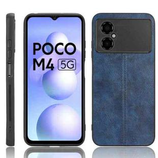 For Xiaomi Poco M4 5G Sewing Cow Pattern Skin PC + PU + TPU Phone Case(Blue)