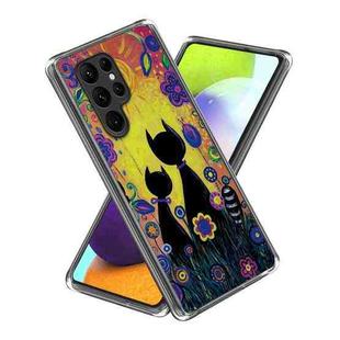 For Samsung Galaxy S23 Ultra 5G Colored Drawing Clear TPU Phone Protective Case(Graffiti Cat)