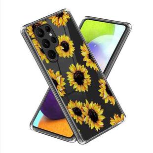 For Samsung Galaxy S23 Ultra 5G Colored Drawing Clear TPU Phone Protective Case(Sunflowers)