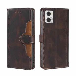 For Motorola Moto E22/E22i Skin Feel Magnetic Buckle Leather Phone Case(Brown)