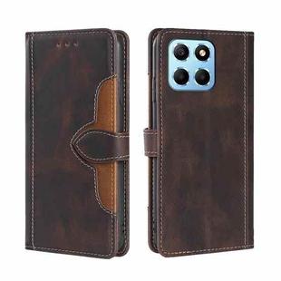 For Honor X8 5G/X6 Skin Feel Magnetic Buckle Leather Phone Case(Brown)