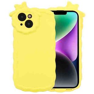 For iPhone 14 Bowknot Liquid Silicone Phone Case(Yellow)