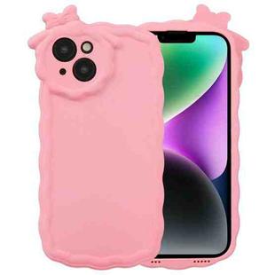 For iPhone 14 Plus Bowknot Liquid Silicone Phone Case(Pink)