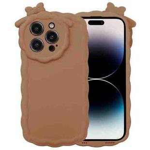For iPhone 14 Pro Bowknot Liquid Silicone Phone Case(Brown)