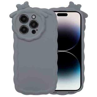 For iPhone 14 Pro Bowknot Liquid Silicone Phone Case(Grey)