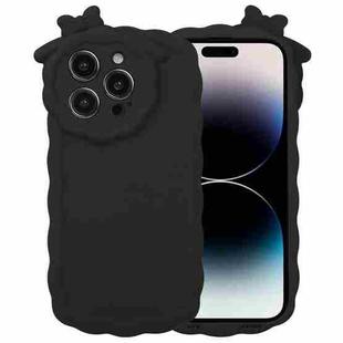 For iPhone 14 Pro Bowknot Liquid Silicone Phone Case(Black)