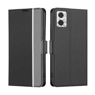 For Motorola Moto E22/E22i Twill Texture Side Buckle Leather Phone Case(Black)