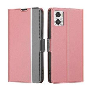 For Motorola Moto E22/E22i Twill Texture Side Buckle Leather Phone Case(Pink)
