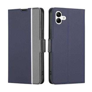 For Samsung Galaxy A04 Twill Texture Side Buckle Leather Phone Case(Blue)