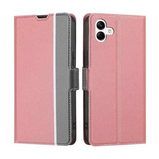 For Samsung Galaxy A04 Twill Texture Side Buckle Leather Phone Case(Pink)