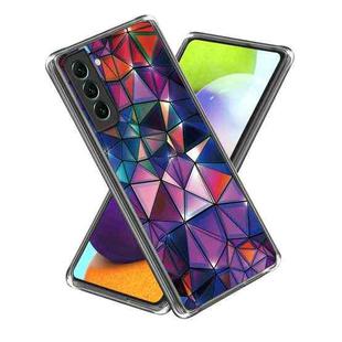For Samsung Galaxy S23 5G Colored Drawing Clear TPU Phone Protective Case(Solid Hexagon)